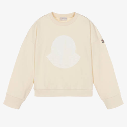 Moncler Enfant-Girls Creamy Logo Cotton Sweatshirt | Childrensalon Outlet