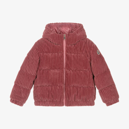 Moncler Enfant-Куртка из вельвета пыльно-розовая для девочек | Childrensalon Outlet