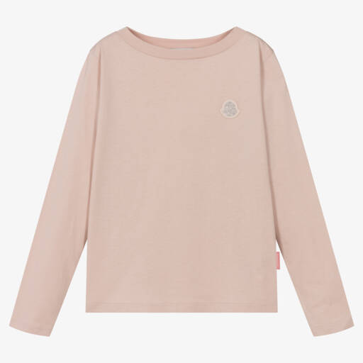 Moncler Enfant-Футболка из хлопка розового цвета для девочек | Childrensalon Outlet