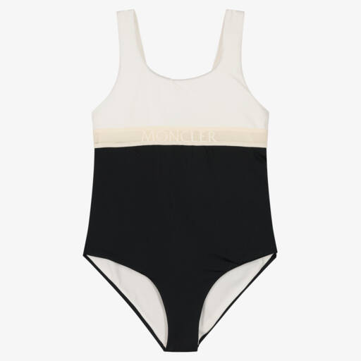 Moncler Enfant-مايوه فاخر للبنات باللون العاجي والأسود | Childrensalon Outlet