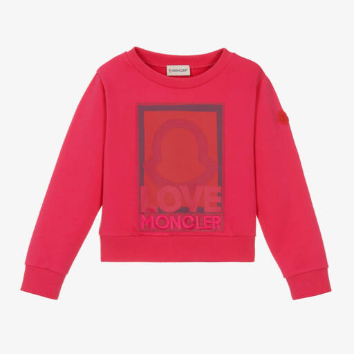 Moncler Enfant-بلوزة قطنية فوشيا للبنات "حب" | Childrensalon Outlet