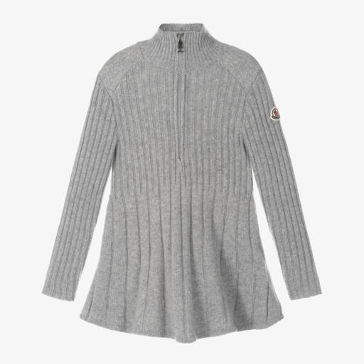 Moncler Enfant-Серое шерстяное платье для девочек | Childrensalon Outlet