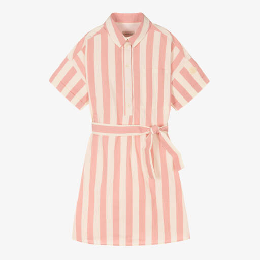 Moncler Enfant-فستان مخطط عاجي ووردي للبنات | Childrensalon Outlet