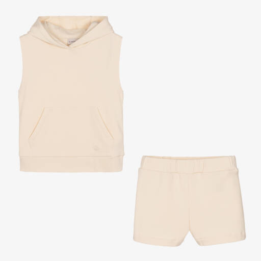 Moncler Enfant-Girls Ivory Hoodie and Shorts Set | Childrensalon Outlet