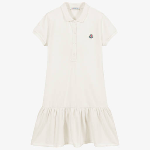 Moncler Enfant-Кремовое платье-поло из пике для девочек | Childrensalon Outlet