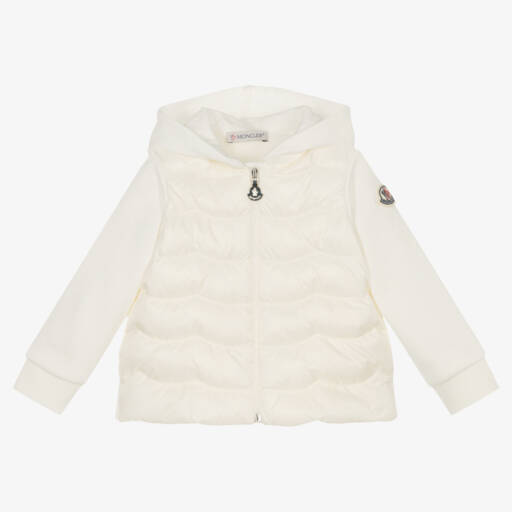Moncler Enfant-Girls Ivory Quilted Hoodie Top | Childrensalon Outlet