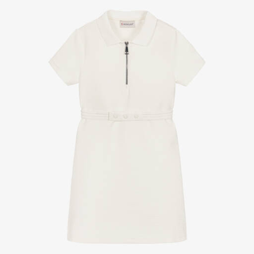 Moncler Enfant-فستان بولو عاجي مضلع للبنات | Childrensalon Outlet