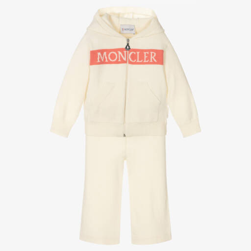 Moncler Enfant-Girls Ivory Wool Hooded Tracksuit | Childrensalon Outlet