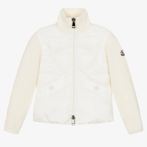 Moncler Enfant-Кремовая шерстяная куртка для девочек | Childrensalon Outlet