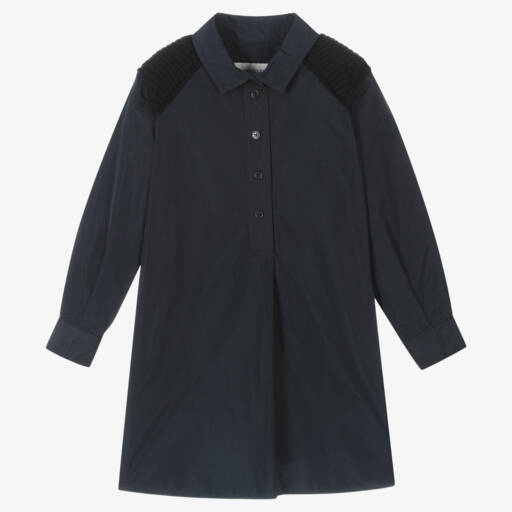 Moncler Enfant-Платье из шерсти темно-синего цвета для девочек | Childrensalon Outlet