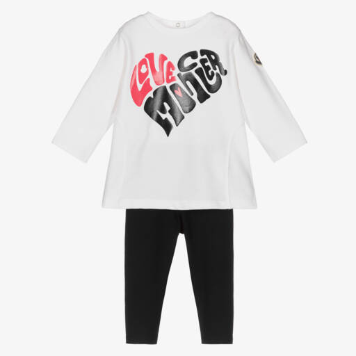 Moncler Enfant-طقم ليجنز للبنات باللونين الأزرق الداكن والأبيض | Childrensalon Outlet