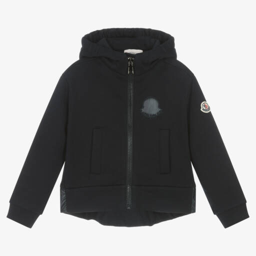 Moncler Enfant-جاكيت بغطاء رأس من القطن الأزرق للبنات | Childrensalon Outlet