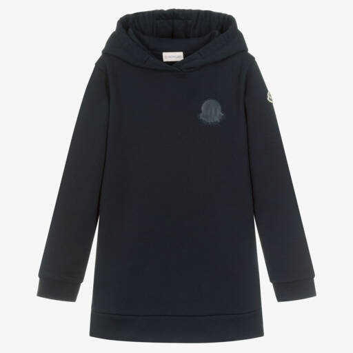 Moncler Enfant-فستان هودي قطني أزرق داكن للبنات | Childrensalon Outlet