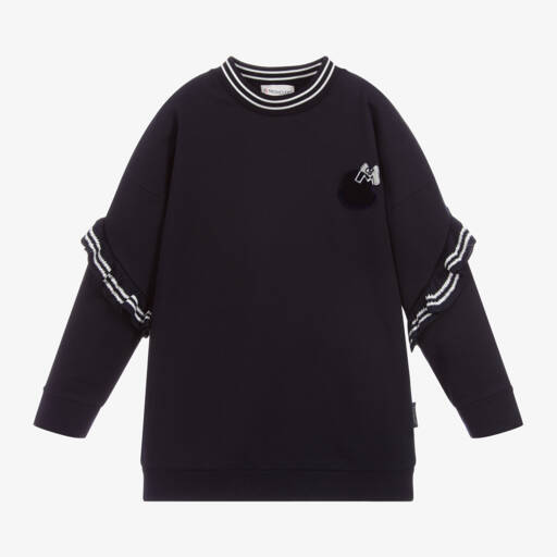 Moncler Enfant-Платье-свитер с рюшами синее для девочек | Childrensalon Outlet