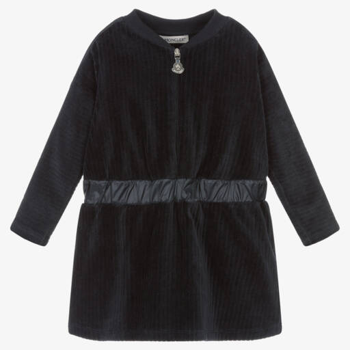Moncler Enfant-Girls Navy Velvet Corduroy Dress | Childrensalon Outlet