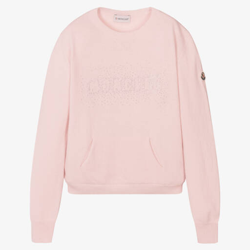 Moncler Enfant-كنزة صوف وردية براقة للبنات | Childrensalon Outlet
