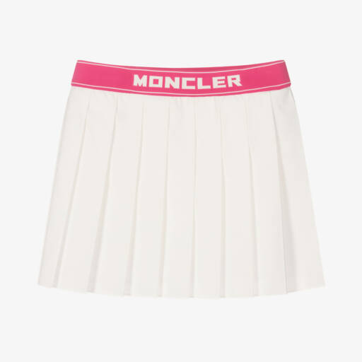 Moncler Enfant-تنورة بنات بيضاء ووردية مطوية | Childrensalon Outlet