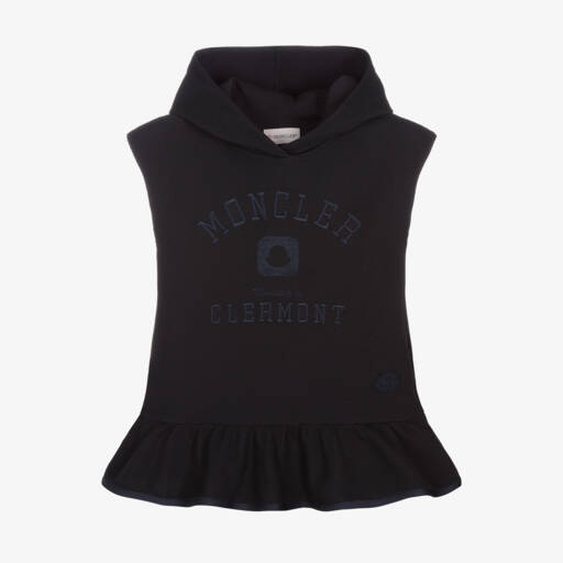 Moncler Enfant-Платье с капюшоном и оборками синее для девочек | Childrensalon Outlet