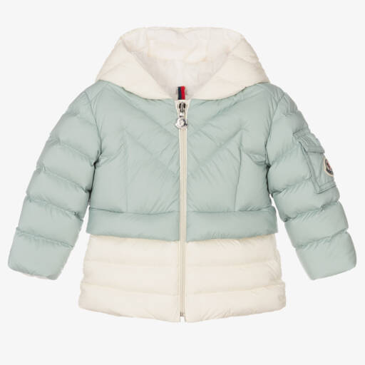 Moncler Enfant-Пуховик с капюшоном небесного цвета для девочек | Childrensalon Outlet