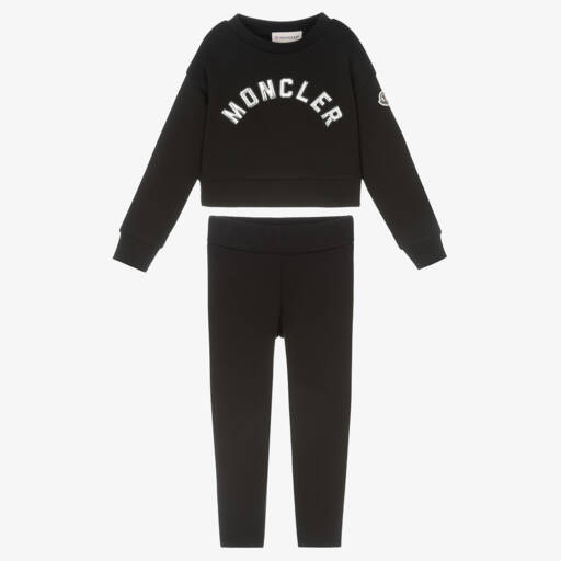 Moncler Enfant-طقم ليغينغ ناعم أسود للبنات | Childrensalon Outlet