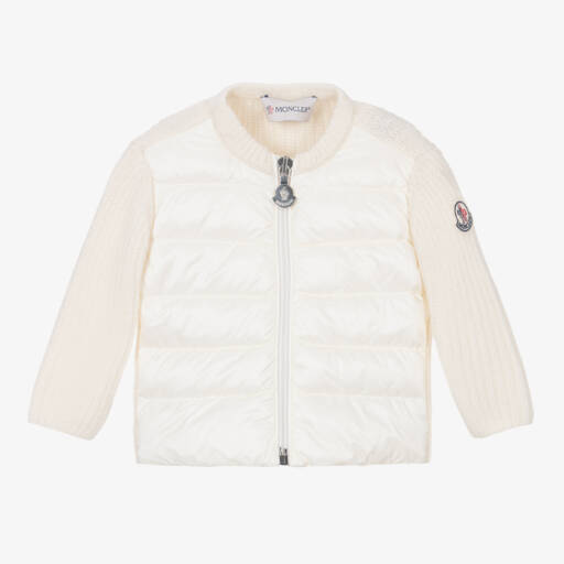 Moncler Enfant-Girls Soft Ivory Knitted Cardigan | Childrensalon Outlet