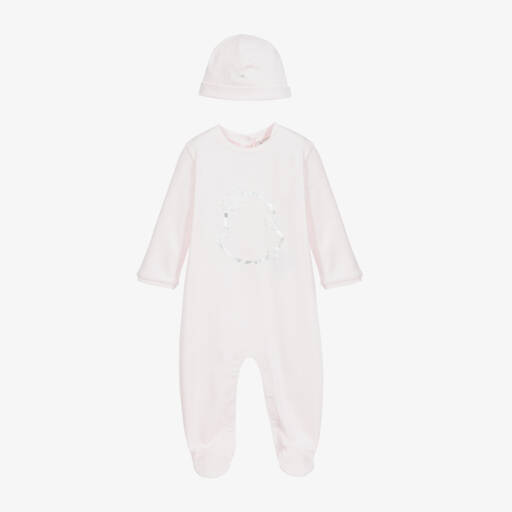 Moncler Enfant-طقم رومبر قطني ناعم للبنات باللون الوردي | Childrensalon Outlet