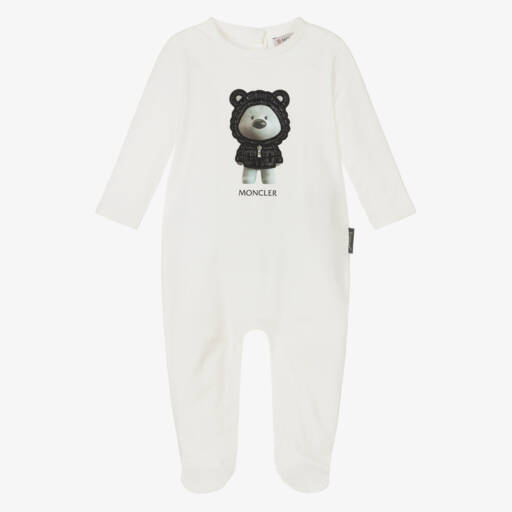 Moncler Enfant-Кремовый хлопковый костюм с медвежонком для малышей | Childrensalon Outlet