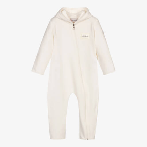 Moncler Enfant-Ivory Fleece Boys Pramsuit Delight | Childrensalon Outlet
