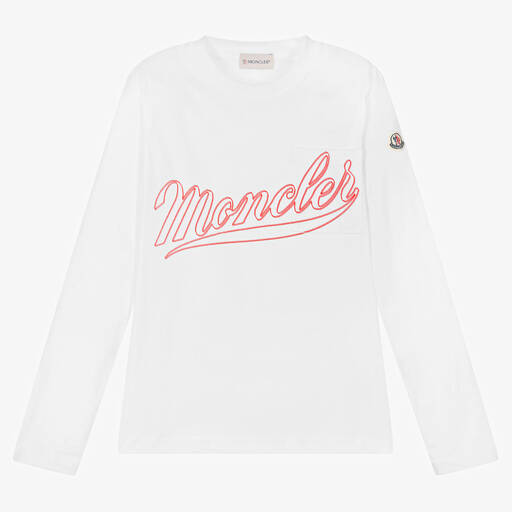 Moncler Enfant-قميص قطني أبيض بشعار للمراهقين | Childrensalon Outlet