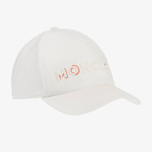 Moncler Enfant-قبعة قطنية بيضاء بثلاثة ألوان | Childrensalon Outlet