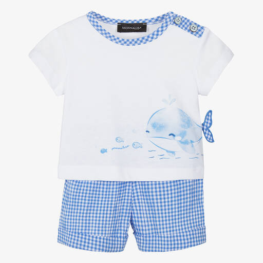 Monnalisa-Baby Boys Blue Cotton Shorts Set | Childrensalon Outlet