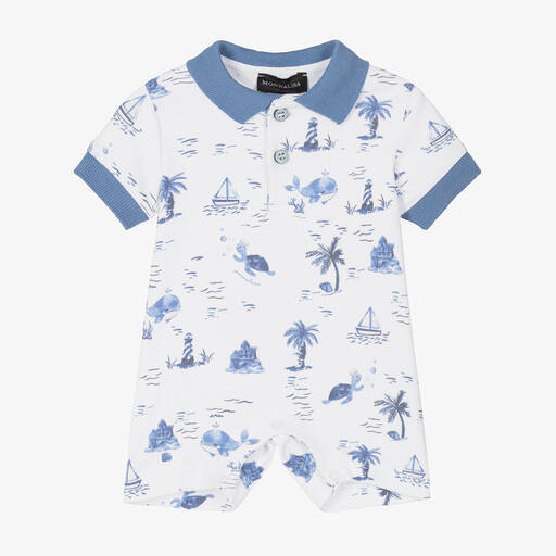 Monnalisa-Baby Boys White Ocean Shortie  | Childrensalon Outlet