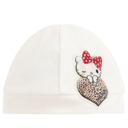 Monnalisa-Baby Girls Ivory Cotton Hat | Childrensalon Outlet