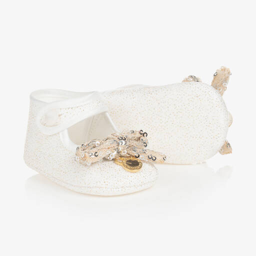Monnalisa-Baby Girls Ivory & Gold Pre-Walkers | Childrensalon Outlet