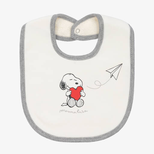 Monnalisa-Baby Girls Ivory Peanuts Cotton Bib | Childrensalon Outlet