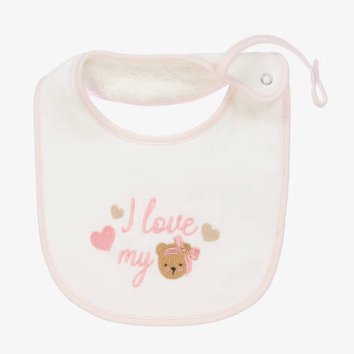 Monnalisa-Bavoir ivoire et rose Teddy Bear | Childrensalon Outlet