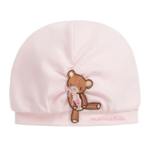 Monnalisa-Baby Girls Pink Cotton Hat  | Childrensalon Outlet