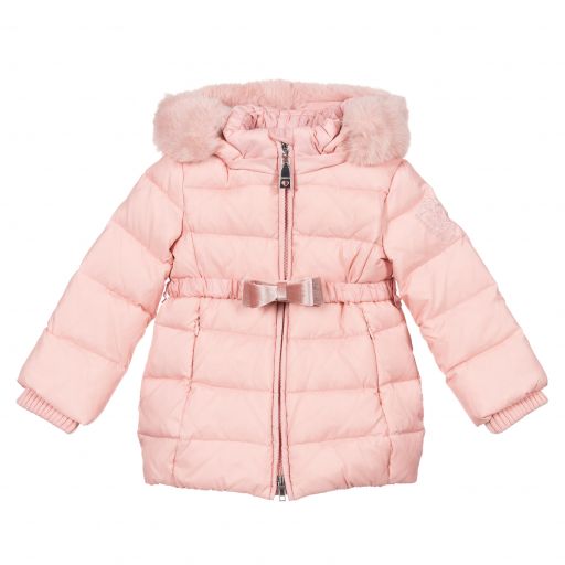Monnalisa-Baby Girls Pink Puffer Coat | Childrensalon Outlet