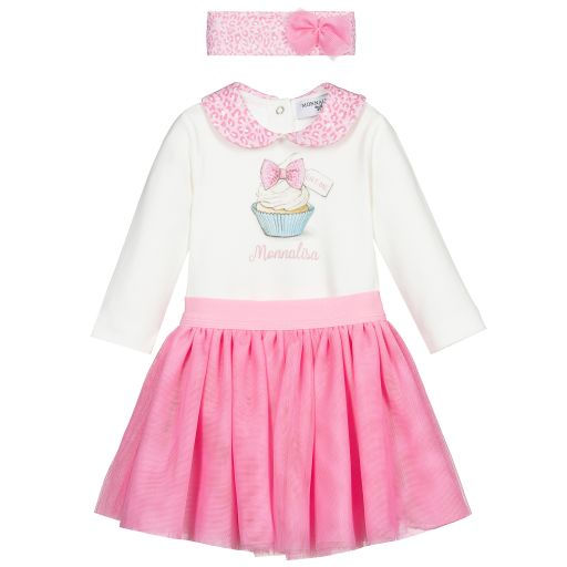 Monnalisa-Комплект с розовой юбкой для девочек | Childrensalon Outlet