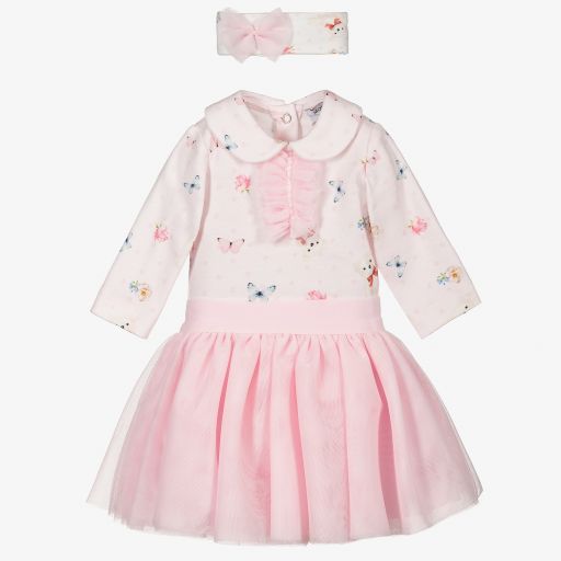 Monnalisa-Baby Girls Pink Skirt Set  | Childrensalon Outlet