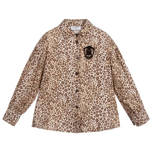 Monnalisa-قميص فيسكوز لون بيج بطبعة جلد الفهد | Childrensalon Outlet