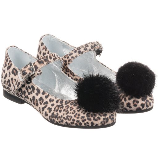 Monnalisa-Beige Leopard Print Shoes | Childrensalon Outlet