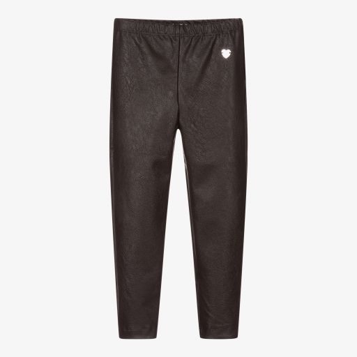 Monnalisa-Black Faux Leather Leggings | Childrensalon Outlet