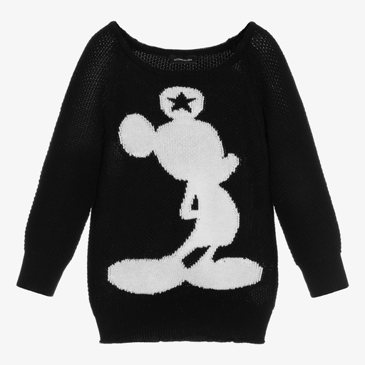 Monnalisa-Black Mickey Mouse Jumper | Childrensalon Outlet