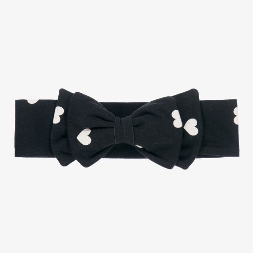 Monnalisa-Black & White Hearts Headband | Childrensalon Outlet