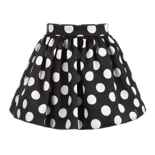 Monnalisa-Black & White Spot Skirt | Childrensalon Outlet