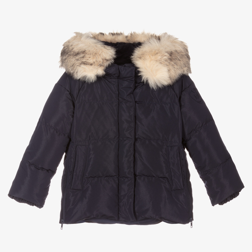 Monnalisa-Blue Down Padded Puffer Jacket | Childrensalon Outlet