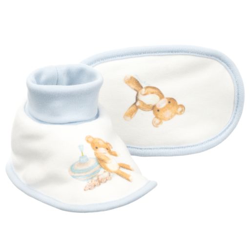 Monnalisa-Blue & Ivory Baby Booties | Childrensalon Outlet