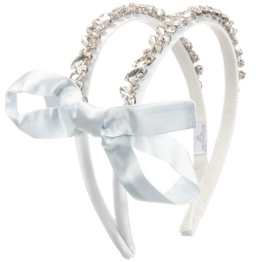 Monnalisa-Blue Satin & Gem Hairband | Childrensalon Outlet