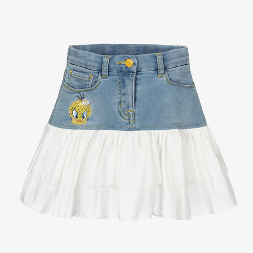 Monnalisa-Blue & White Tweety Skirt | Childrensalon Outlet